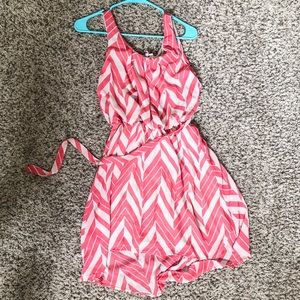 Pink and Nude Chevron dress